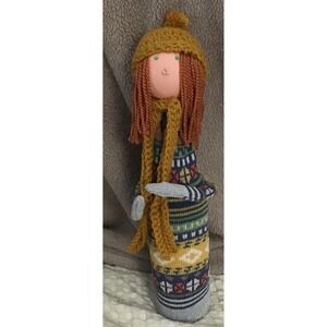 Handmade Fabric Doll Folk Art Winter Hat Scarf Cozy Sweater Pattern‎